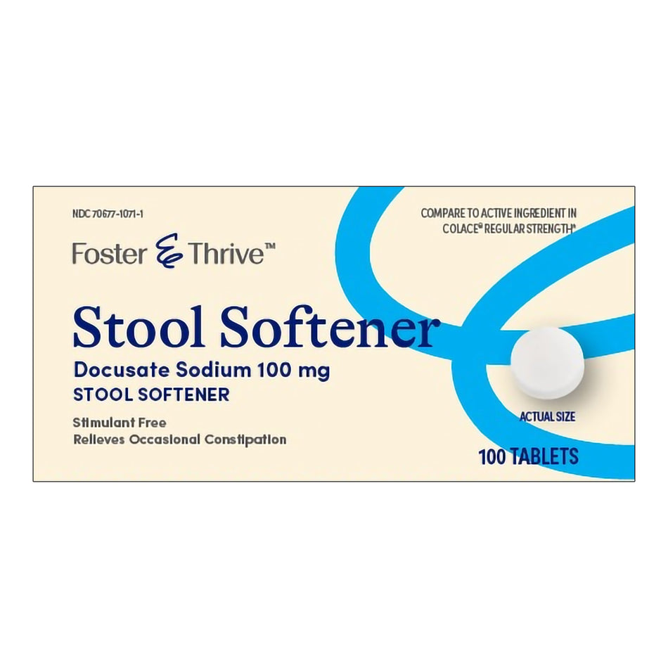 Foster & Thrive 100 mg Docusate Sodium Stool Softener-Stool Softener Foster & Thrive Tablet 100 per Bottle 100 mg Strength Docusate Sodium