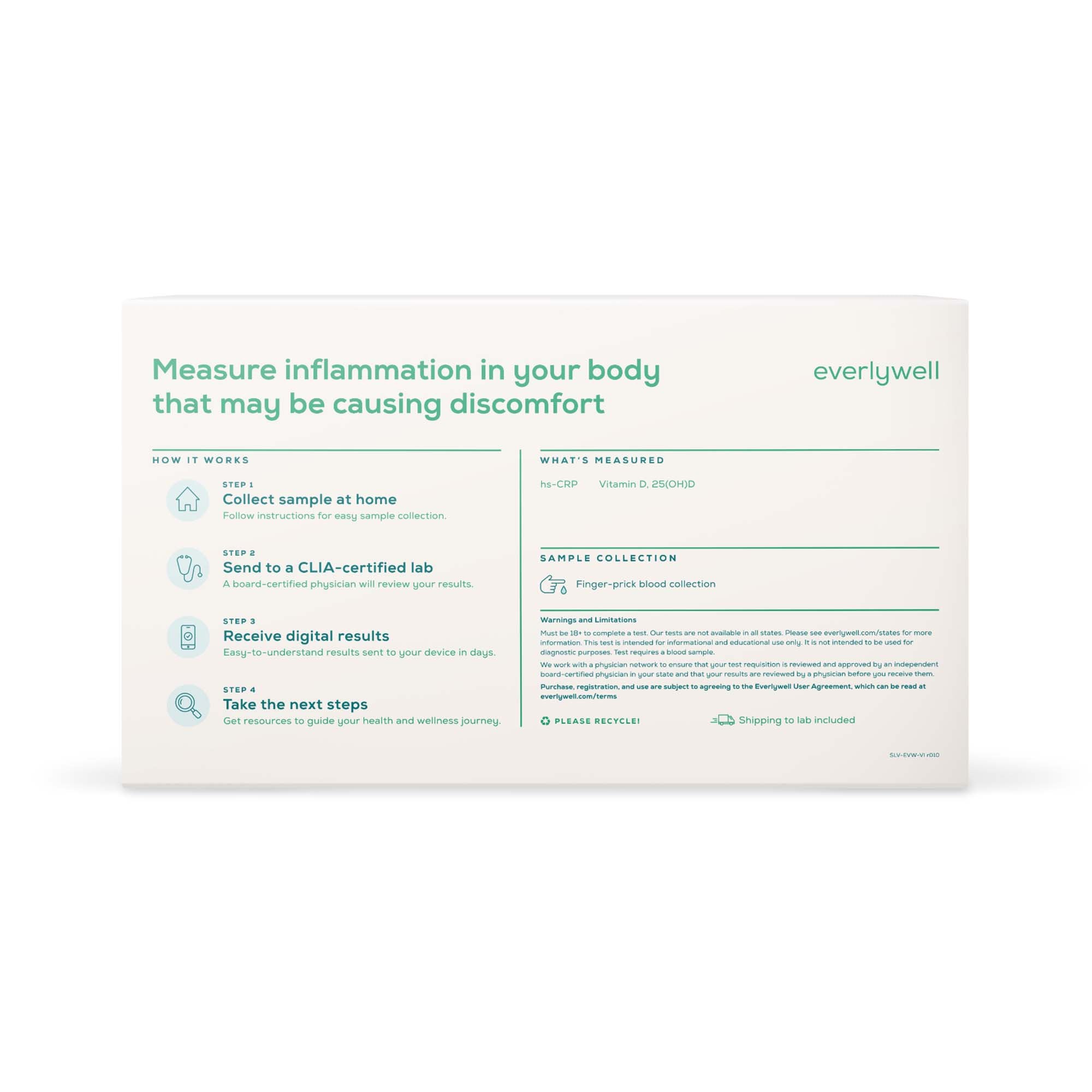 Everlywell Vitamin D / Inflammation Test-Blood Collection and Transport Kit Everlywell Bio Hazard Bag Sterile