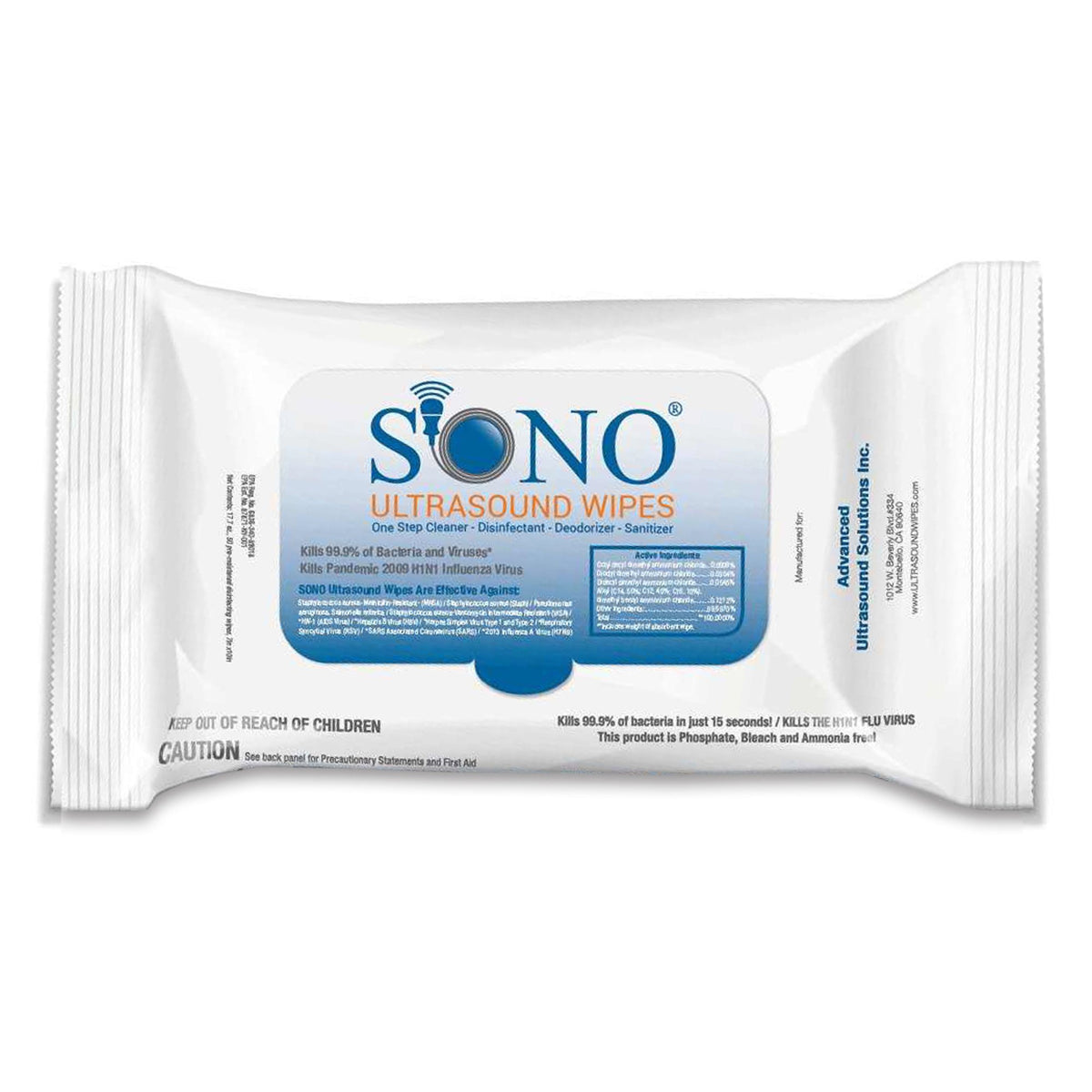 Sono Premoistened Surface Disinfectant Cleaner Wipes-Sono Surface Disinfectant Cleaner Premoistened Manual Pull Wipe 50 Count Soft Pack Scented NonSterile