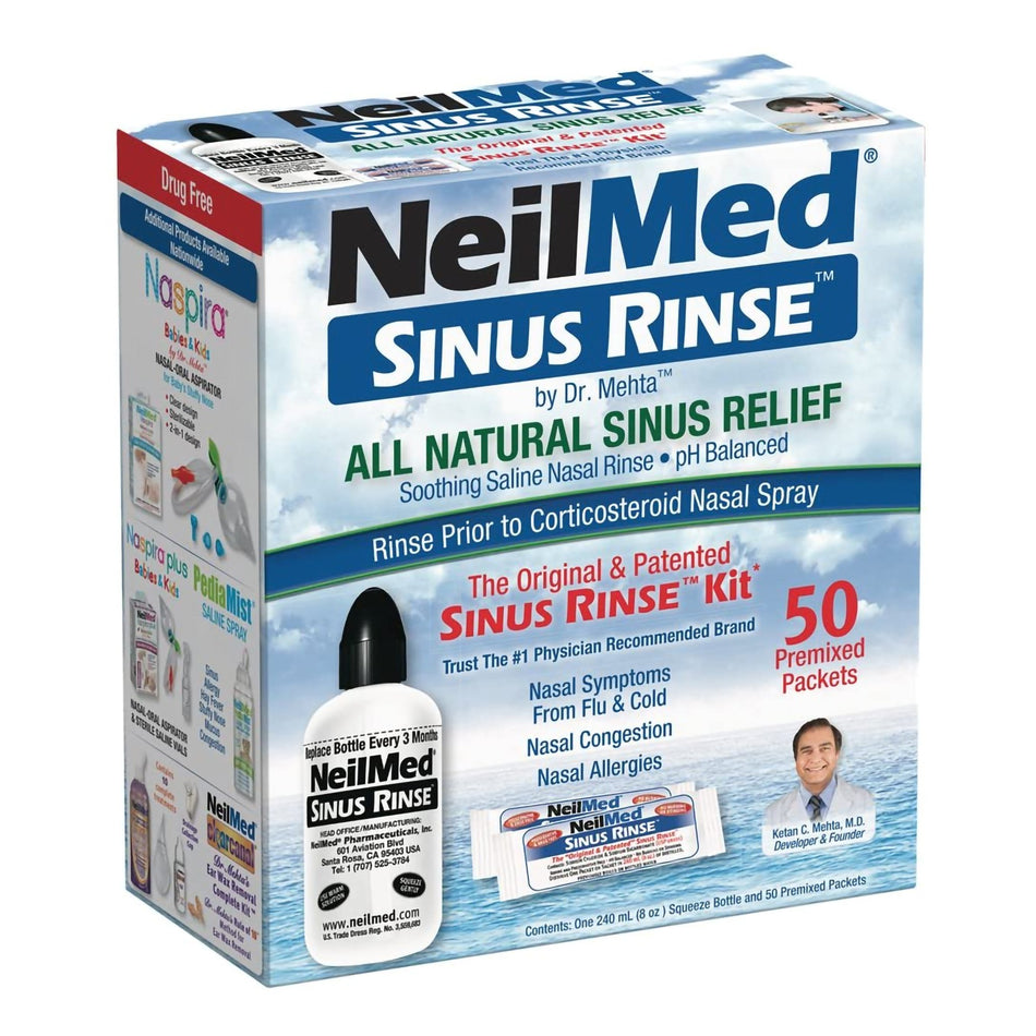 Neilmed Sinus Rinse Saline Nasal Rinse Kit-Saline Nasal Rinse Kit Neilmed Sinus Rinse 0.65% Strength 50 Packets
