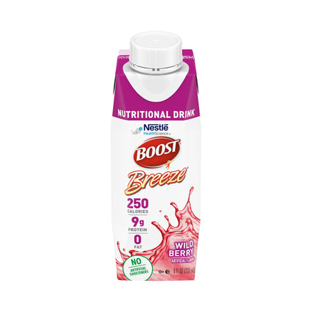 Boost Breeze Wild Berry Nutritional Drink, 8-ounce carton-Oral Supplement Boost Breeze Wild Berry Flavor Liquid 8 oz. Carton