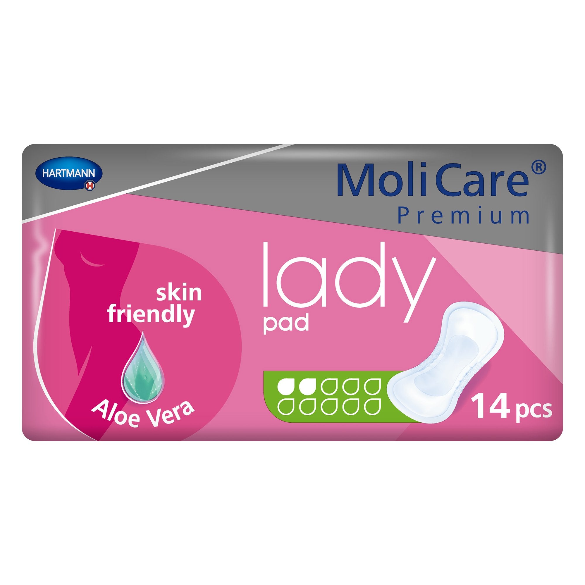 MoliCare Premium Lady 2 Drop Absorbency Bladder Control Pads-Bladder Control Pad MoliCare Premium Lady Pads 4-1/2 X 10-1/2 Inch Light Absorbency Polymer Core One Size Fits Most