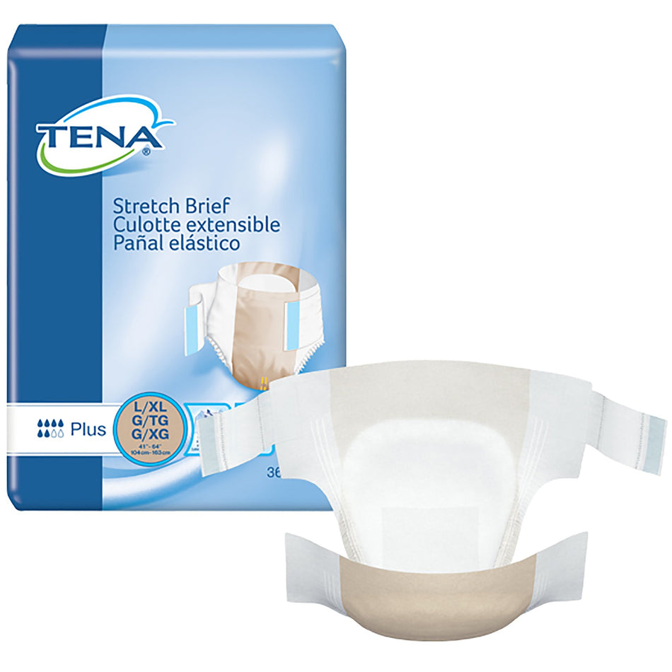 Tena Stretch Plus Incontinence Brief, Large / Extra Large-Unisex Adult Incontinence Brief TENA Stretch Plus Large / X-Large Disposable Moderate Absorbency