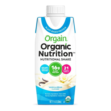 Orgain Organic Nutrition Vegan Vanilla Nutritional Shake, 11-ounce carton-Oral Supplement Organic Nutrition Vegan Vanilla Bean Flavor Liquid 11 oz. Carton