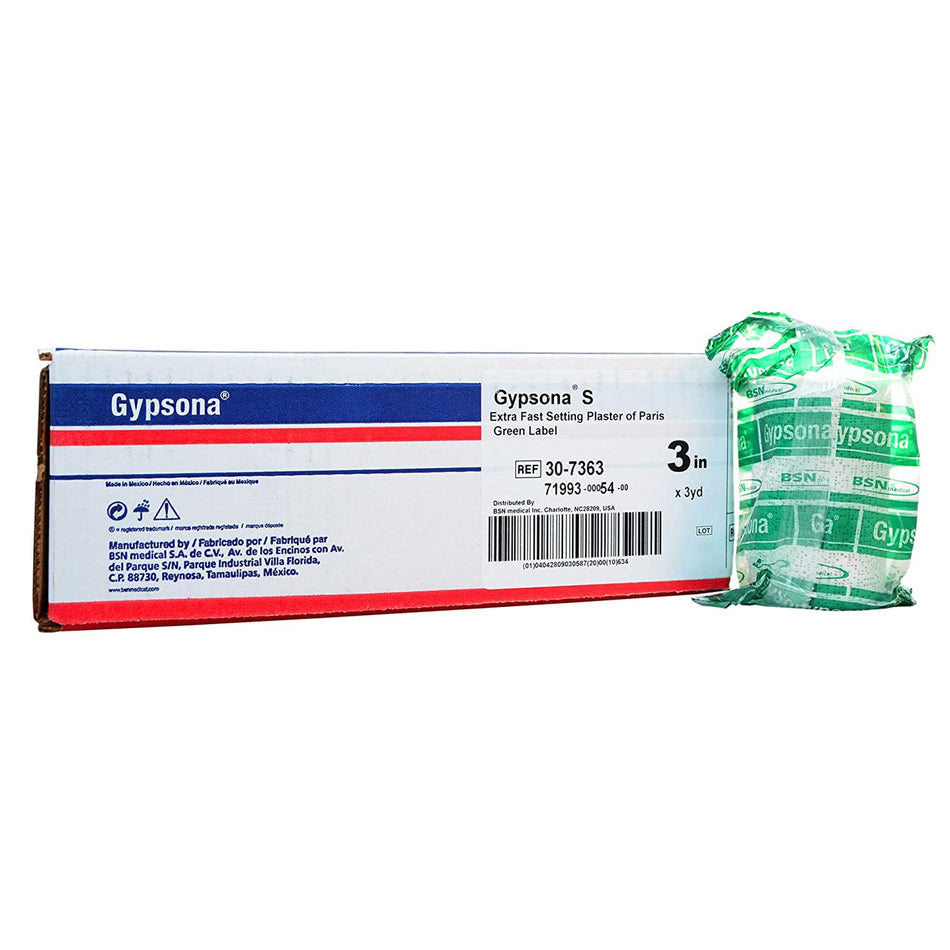 Gypsona S Plaster Bandage, 3 Inch x 3 Yard-Plaster Bandage Gypsona S 3 Inch X 9 Foot Plaster of Paris / Plastic White