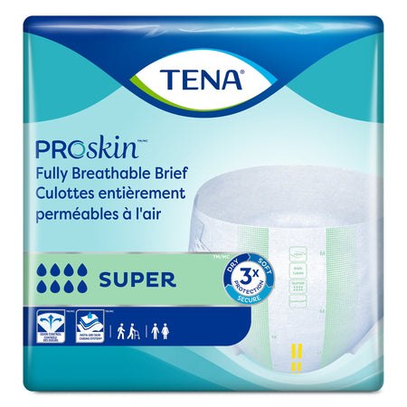 TENA Super Adult Heavy-Absorbent Incontinence Brief, X-large, 60" to 64" Waist / Hip-Unisex Adult Incontinence Brief TENA ProSkin� Super X-Large Disposable Heavy Absorbency