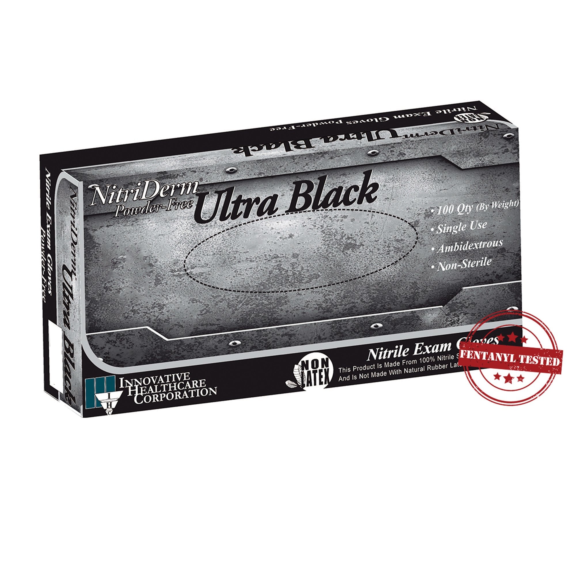 NitriDerm Ultra Black Nitrile Exam Glove, Medium, Black-Exam Glove NitriDerm Ultra Black Medium NonSterile Nitrile Standard Cuff Length Textured Fingertips Black Chemo Tested / Fentanyl Tested