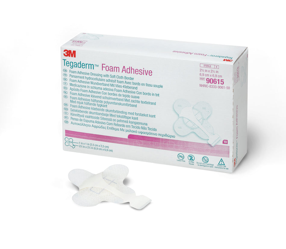 3M� Tegaderm� High Performance Adhesive with Border Foam Dressing, 2� x 2� Inch-Foam Dressing 3M� Tegaderm� High Performance 2-3/4 X 2-3/4 Inch With Border Film Backing Acrylic Adhesive Square Sterile