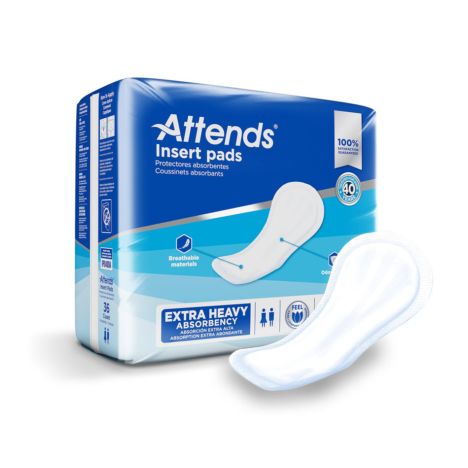 Attends Insert Pad Incontinence Liner-Incontinence Liner Attends Insert Pad 16-1/2 Inch Length Heavy Absorbency Polymer Core One Size Fits Most