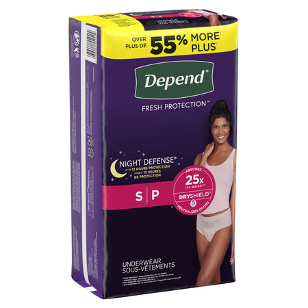 Depend Night Defense Women's Absorbent Underwear, Small-Female Adult Absorbent Underwear Depend Night Defense Waistband Style Small Disposable Heavy Absorbency