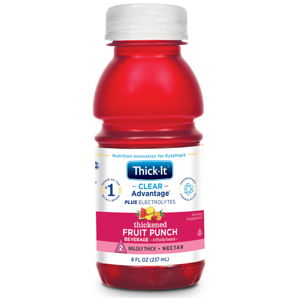 Thick-It Clear Advantage Plus Electrolytes Nectar Consistency Fruit Punch Thickened Beverage, 8 oz. Bottle-Thickened Beverage Thick-It Clear Advantage Plus Electrolytes 8 oz. Bottle Fruit Punch Flavor Liquid IDDSI Level 2 Mildly Thick