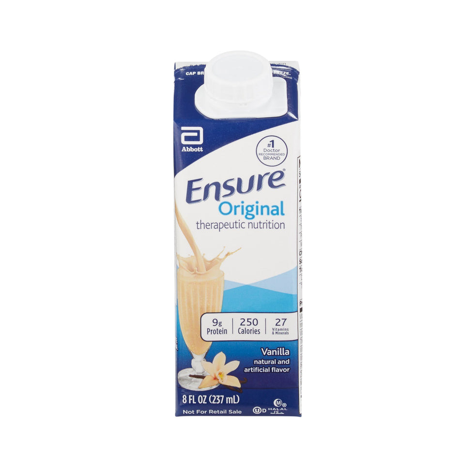 Ensure Original Therapeutic Nutrition Shake, Vanilla, 8-ounce carton-Oral Supplement Ensure Original Therapeutic Nutrition Shake Vanilla Flavor Liquid 8 oz. Reclosable Carton