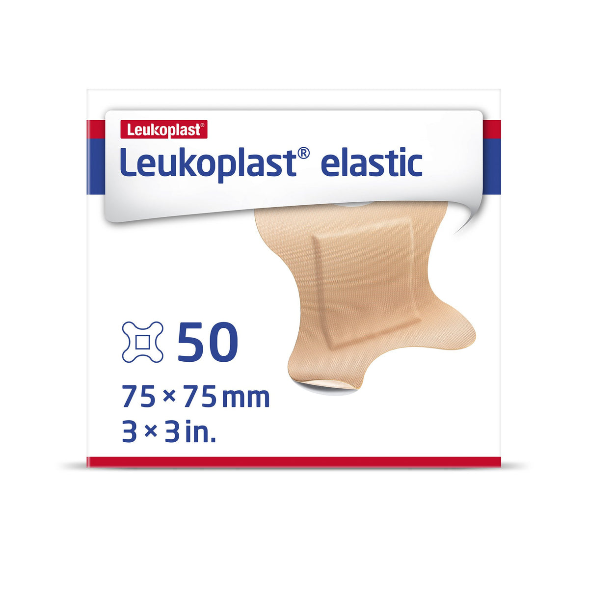 Adhesive Strip Leukoplast® Elastic 3 X 3 Inch Cross-Elastic Material 4-Wing Tan Sterile