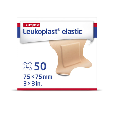 Adhesive Strip Leukoplast® Elastic 3 X 3 Inch Cross-Elastic Material 4-Wing Tan Sterile