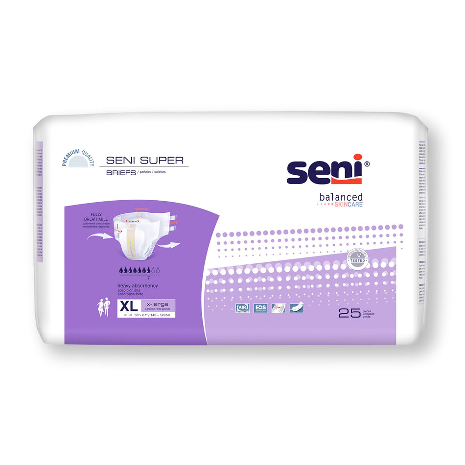 Seni Super Heavy Absorbency Incontinence Brief, Extra Large-Unisex Adult Incontinence Brief Seni Super X-Large Disposable Heavy Absorbency