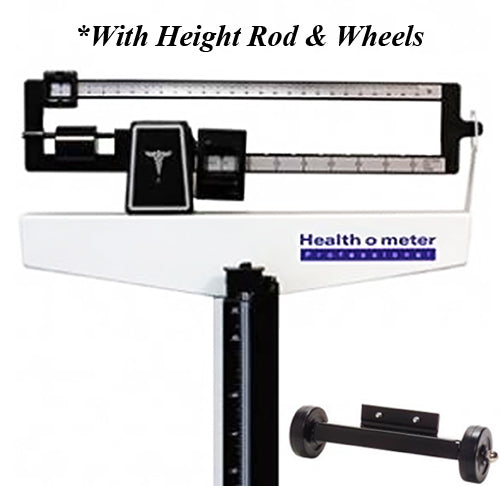 Health-O-Meter Dr's Beam Scale w/ Ht Rod & Wheels  (Lbs)