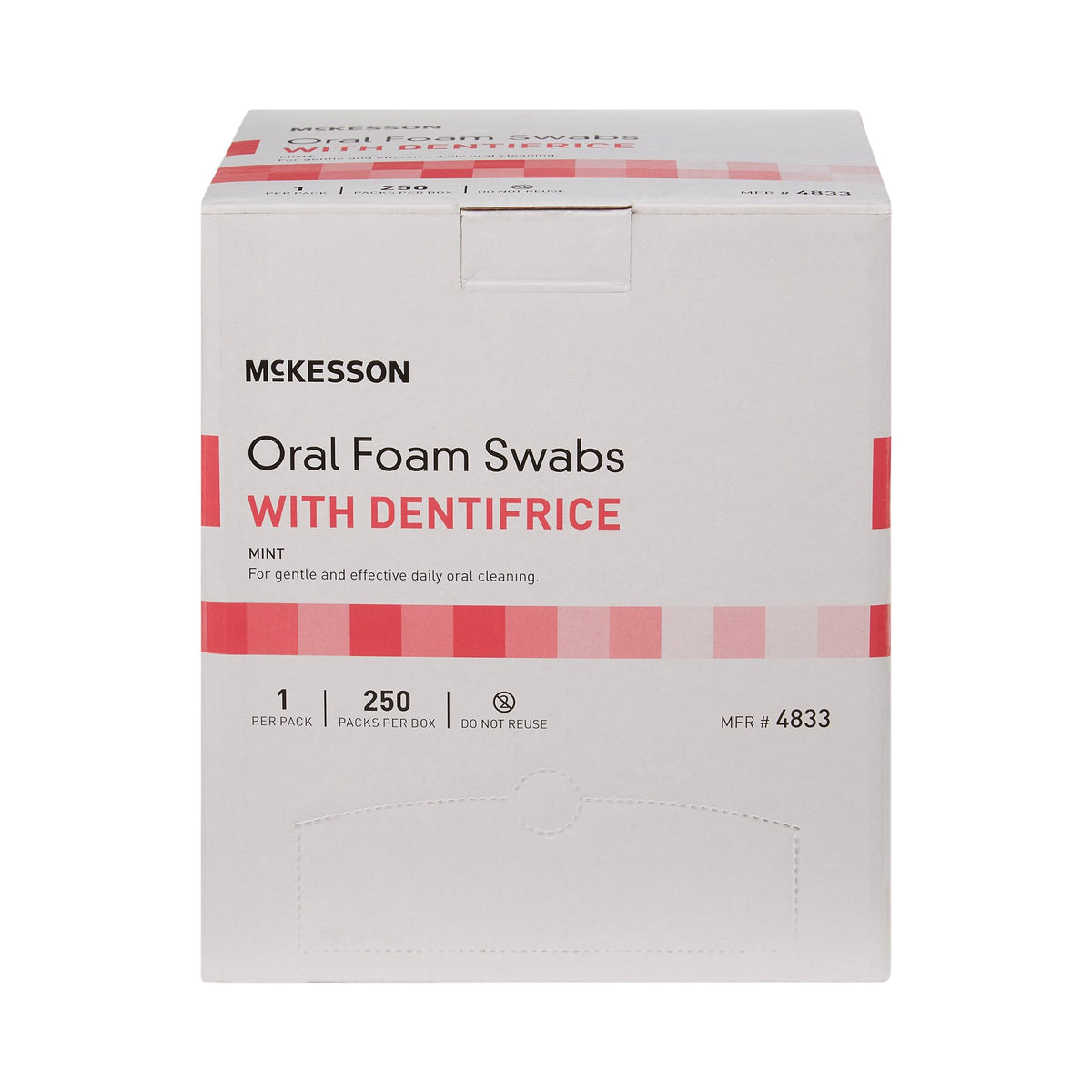 McKesson Oral Swabstick Foam Tip Dentifrice, 5 Inch, Mint, Pink-Oral Swab McKesson Dentifrice Foam Tip 1 per Pack