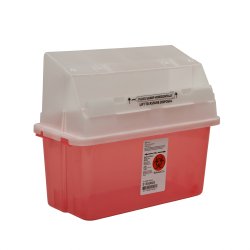 GatorGuard Safety In-Room Sharps Container, 5 Quart, 14 x 6 x 13 Inch-Sharps Container GatorGuard Jr Translucent Red Base 14 H X 13 W X 6 D Inch Horizontal Entry 1.25 Gallon
