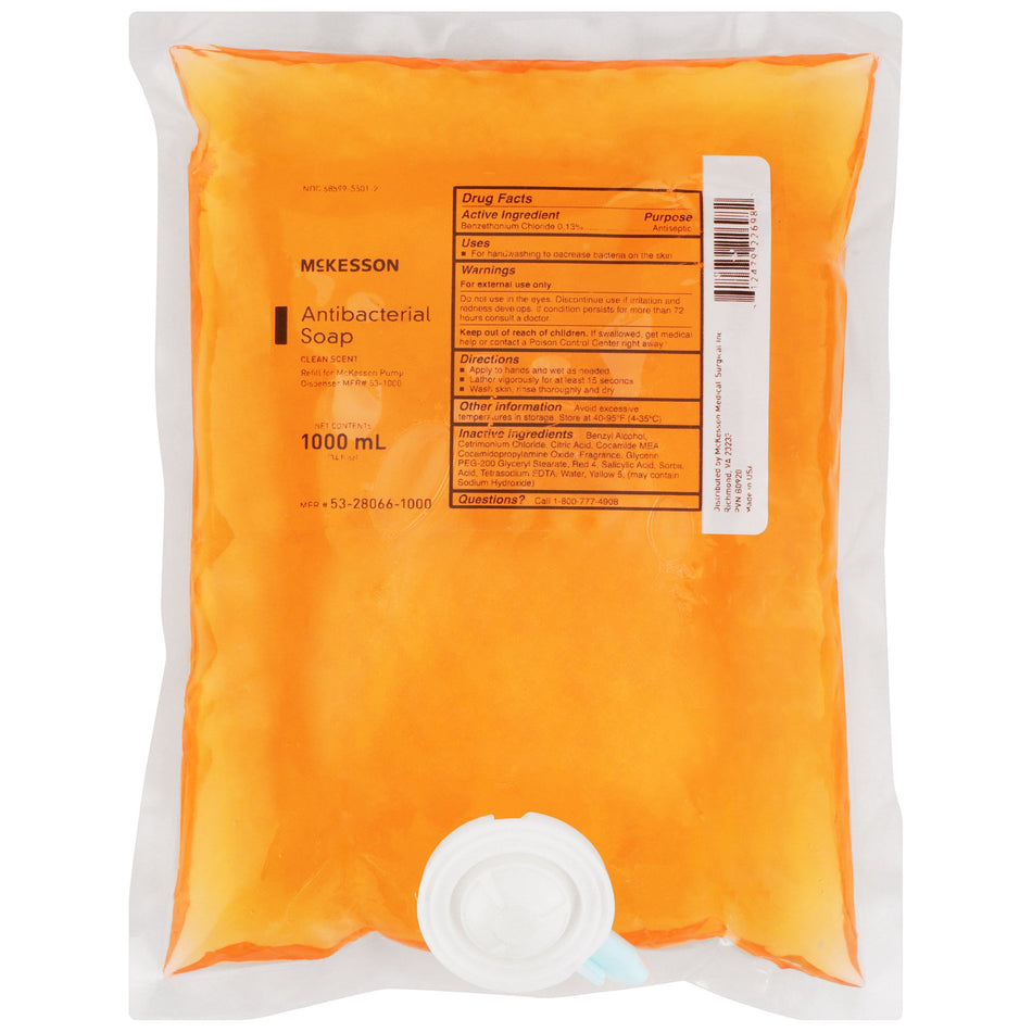 McKesson Clean Scent Antibacterial Soap, 1000 mL Refill Bag-"Antibacterial Soap McKesson Liquid 1,000 mL Dispenser Refill Bag Clean Scent"