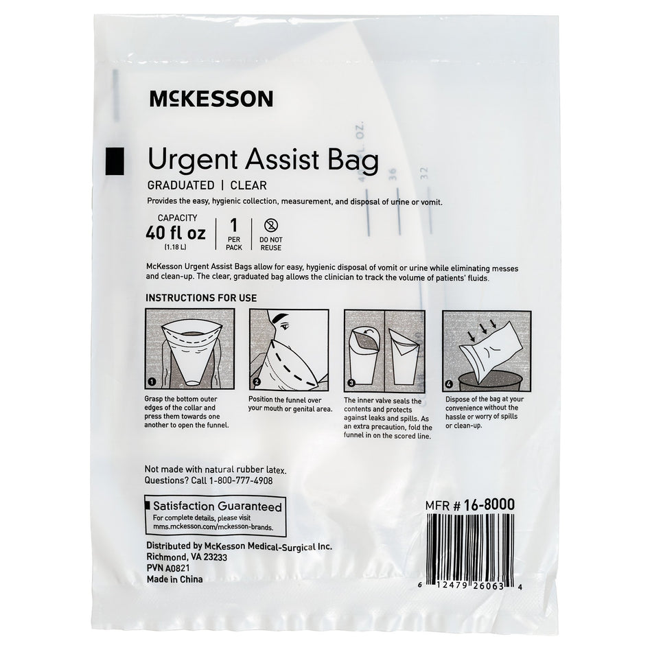 McKesson Urgent Assist/Emesis Bag, Clear - Housekeeping>Bags>Emesis Bags - McKesson Brand