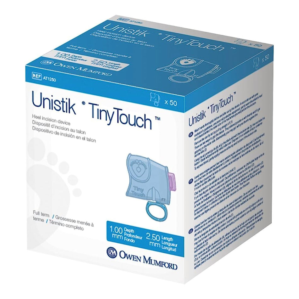 Pediatric Lancet Unistik Tiny Touch 2.5 mm Blade Retractable Push Button Activation Heel - Diagnostic Instruments and Supp...