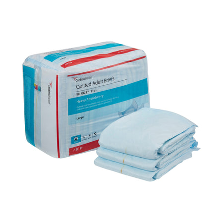Wings Plus Quilted Heavy Absorbency Incontinence Brief, Large-Unisex Adult Incontinence Brief Wings Plus Quilted Large Disposable Heavy Absorbency