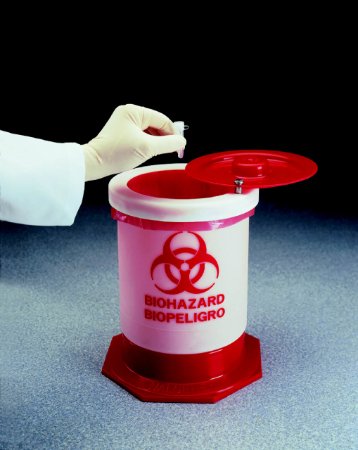 Thermo Scientific Nalgene Biohazard Waste Container-Biohazard Waste Container Thermo Scientific Nalgene White Base 11 H X 8-3/4 Diameter Inch Vertical Entry 1.5 Gallon