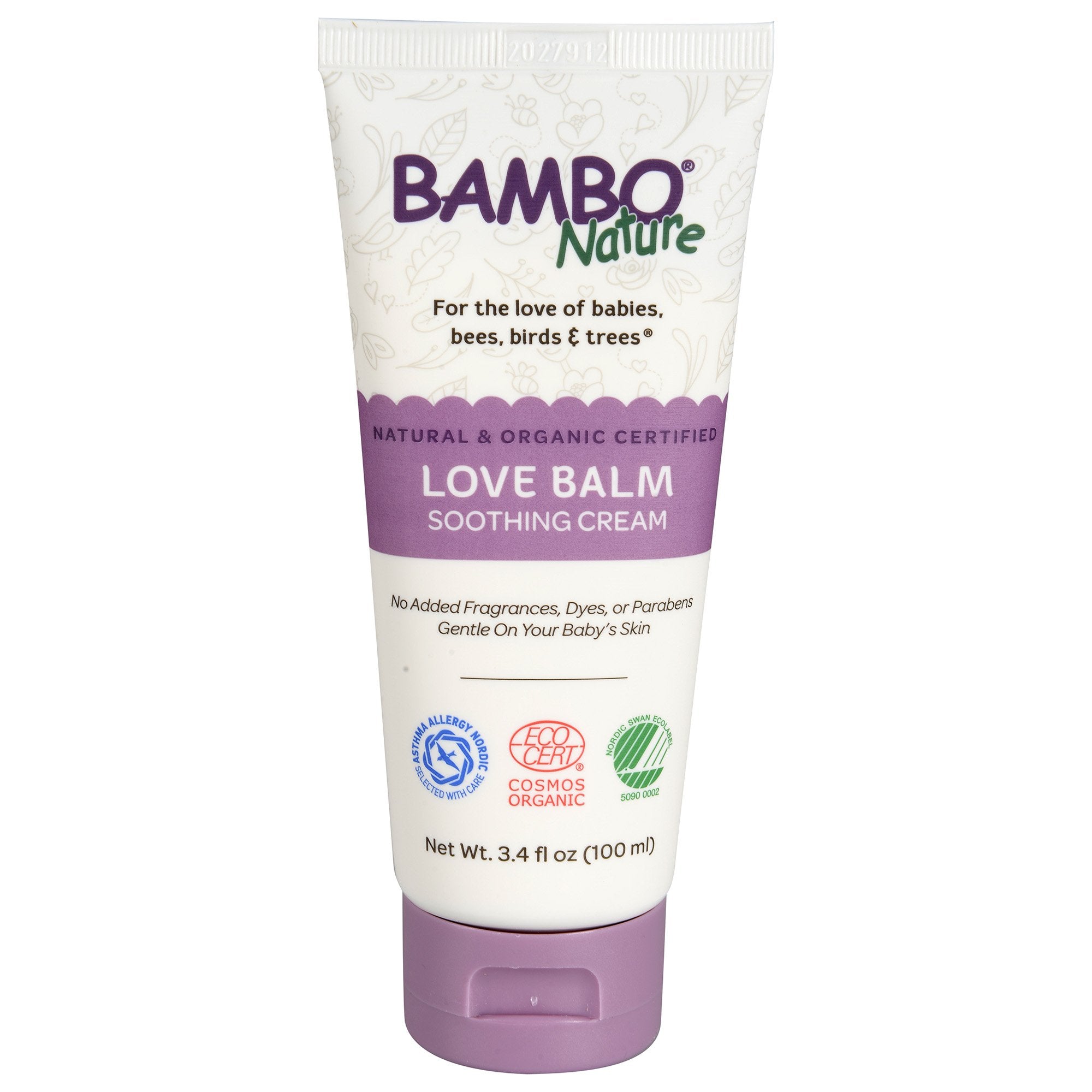 Bambo Nature Love Balm Soothing Cream, 100 mL tube-Skin Protectant Bambo Nature Love Balm 3.4 oz. Tube Unscented Cream
