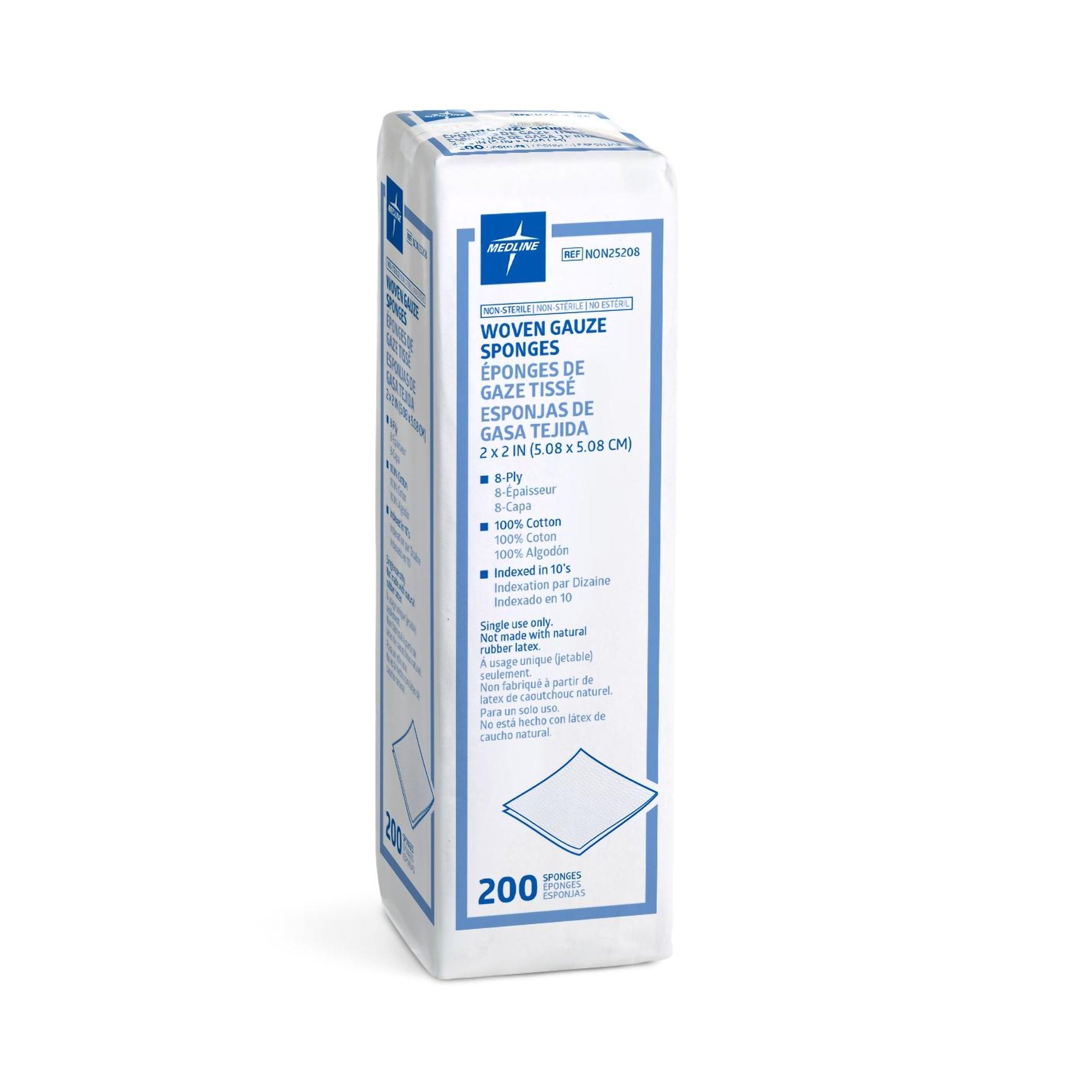 Medline Gauze Sponge, 2 x 2 Inch, 8-Ply-Gauze Sponge Medline 2 X 2 Inch 8-Ply NonSterile 200 per Pack