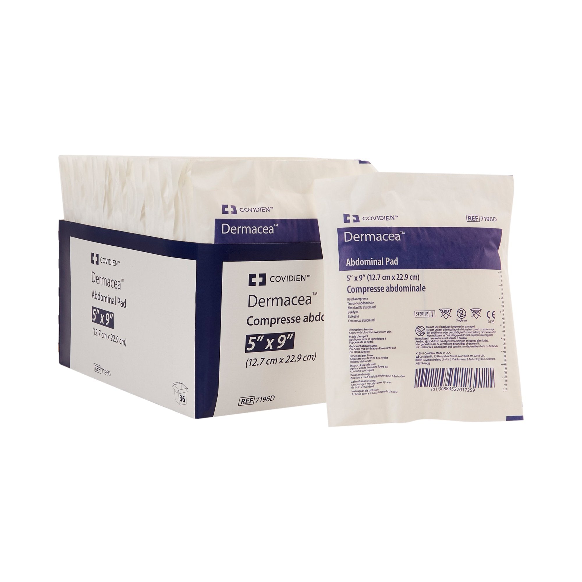 Dermacea Sterile Abdominal Pad, 5 x 9 Inch,-Abdominal Pad Dermacea 5 X 9 Inch Sterile 1 per Pack