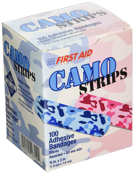 American® White Cross Stat Strip® Kid Design (Blue / Pink Camo) Adhesive Strip - Wound Care>General Wound Care>Adhesive Ba...