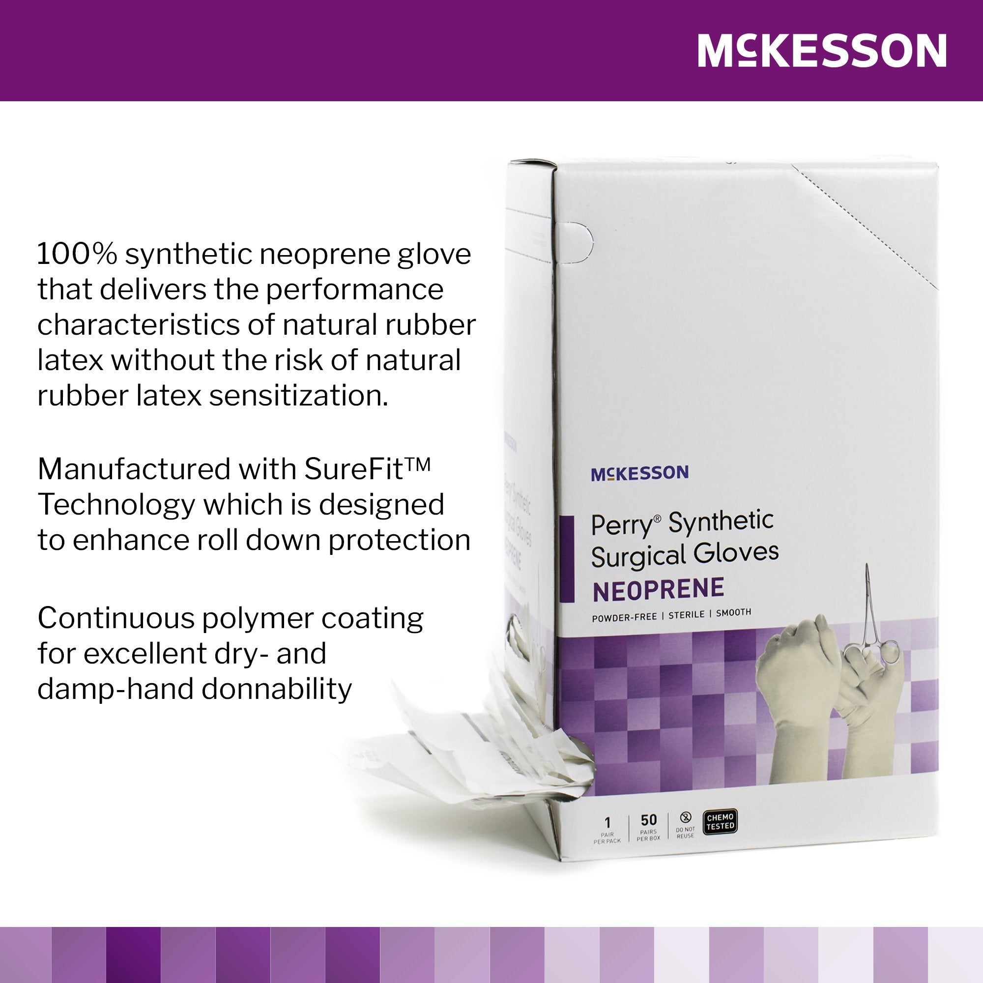 McKesson Perry Polychloroprene Surgical Glove, Size 6, Cream-Surgical Glove McKesson Perry Synthetic Surgical Gloves Size 6 Sterile Polychloroprene Standard Cuff Length Smooth Cream Chemo Tested