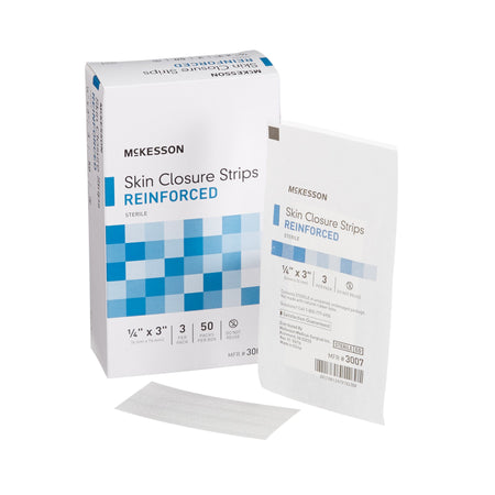 McKesson Skin Closure Strip, X 3 Inch-Skin Closure Strip McKesson 1/4 X 3 Inch Nonwoven Material Reinforced Strip White