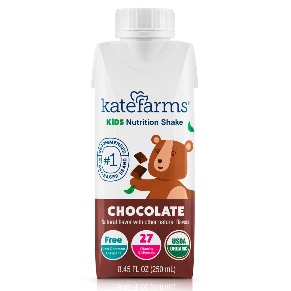 Kate Farms Kids Nutrition Shake, Chocolate, 8.45-ounce carton-Pediatric Oral Supplement Kate Farms Chocolate Flavor 8.45 oz. / 250 mL Carton Liquid