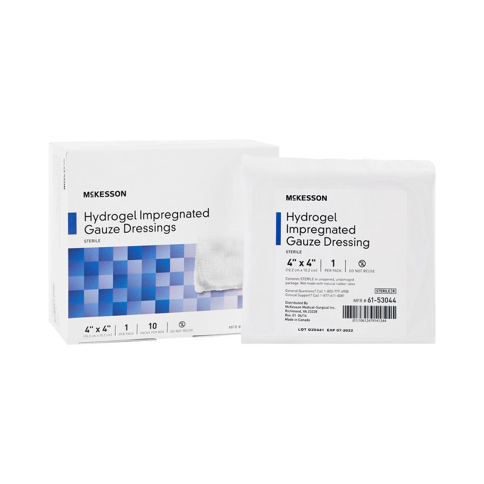 McKesson Hydrogel Gauze Dressing, 4 x 4 Inch-Hydrogel Wound Dressing McKesson Impregnated 4 X 4 Inch Sterile