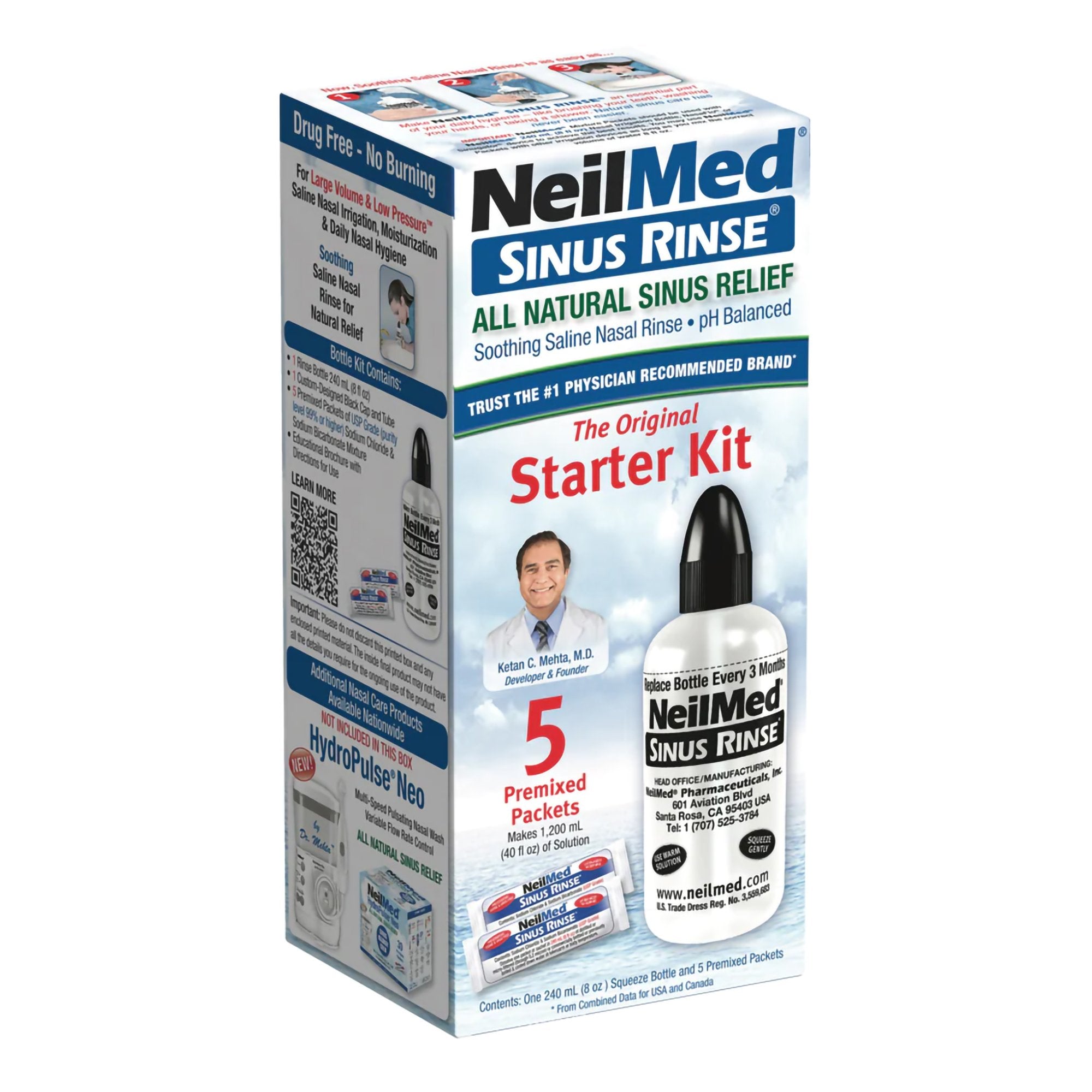 Neilmed Sinus Rinse Saline Nasal Rinse Kit-Saline Nasal Rinse Kit Neilmed Sinus Rinse 5 Packets