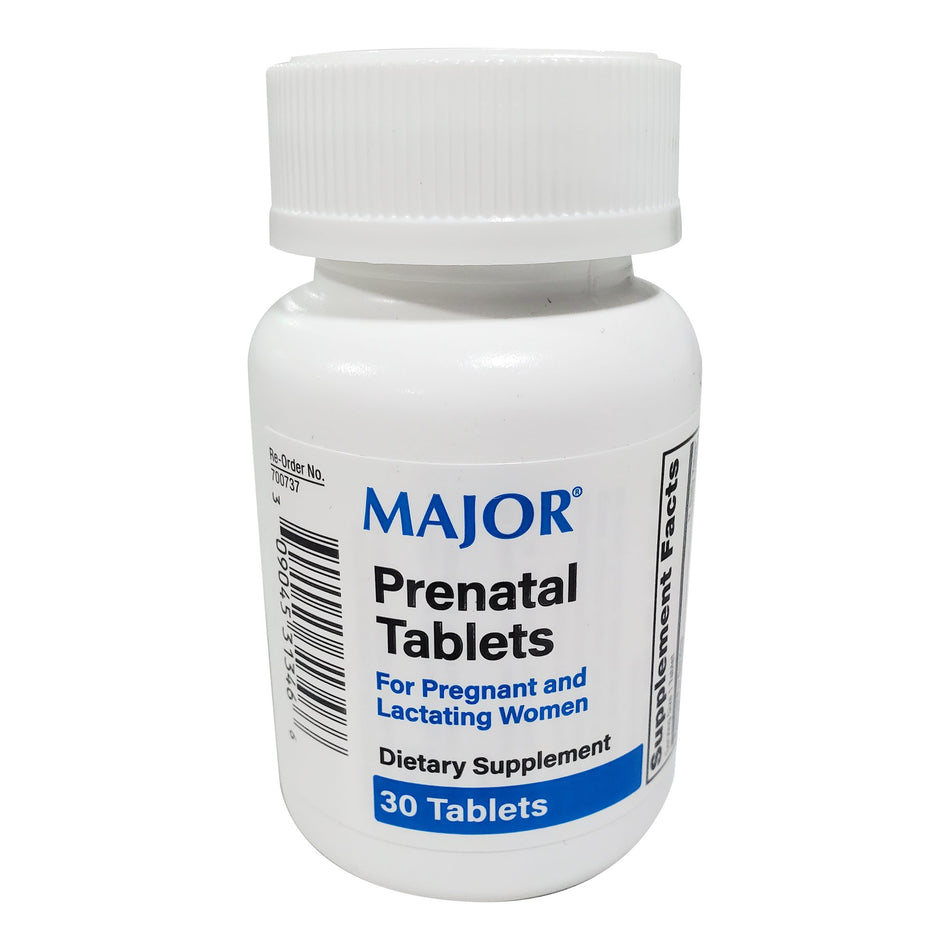 Major Prenatal Multivitamin / Multi-mineral Supplement-Prenatal Vitamin Supplement Major Vitamin A / Vitamin C / Vitamin D / Vitamin E 1200 mcg / 100 mg / 10 mcg (400 IU) / 5 mg Strength Tablet 30 per Bottle