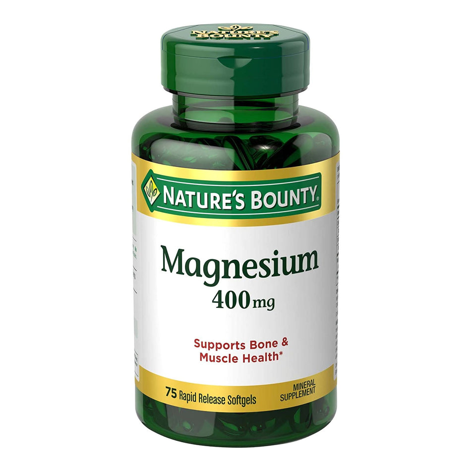 Nature's Bounty Magnesium 400 mg Mineral Supplement Rapid Release Softgels-Dietary Supplement Nature's Bounty Magnesium 400 mg Strength Softgel 75 per Bottle