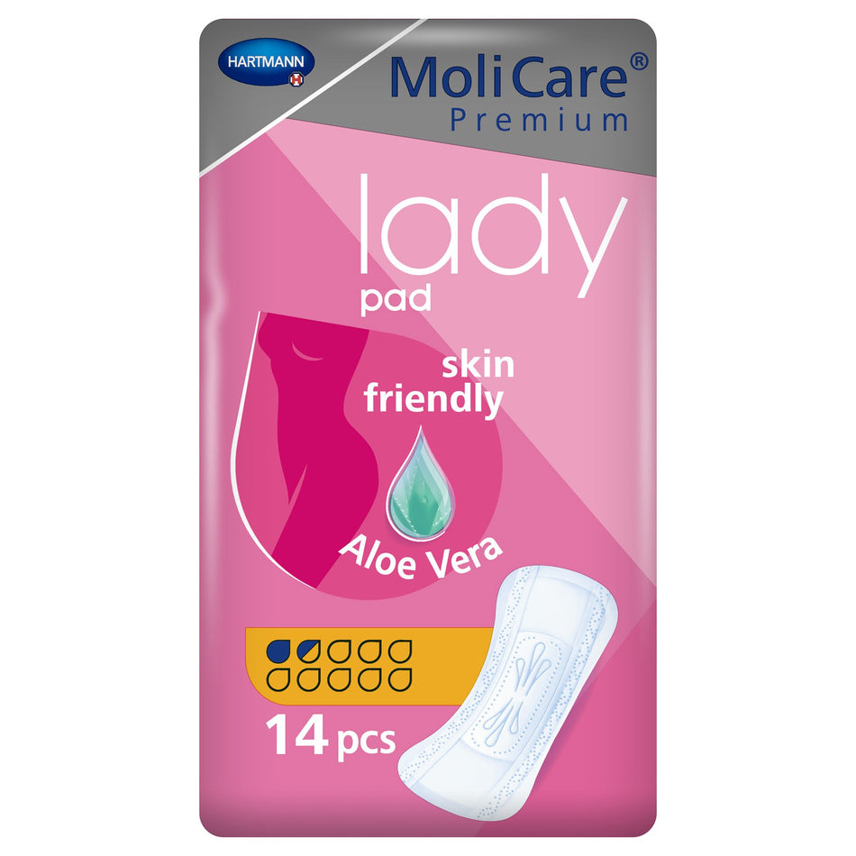 MoliCare Premium Lady 1.5 Drop Absorbency Bladder Control Pads-Bladder Control Pad MoliCare Premium Lady Pads 3-1/2 X 10-1/2 Inch Light Absorbency Polymer Core One Size Fits Most