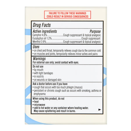 Foster & Thrive Chest Rub Menthol 2.6% Eucalyptus Oil 1.2% Camphor 4.8%-Chest Rub Foster & Thrive 4.8% - 1.2% - 2.6% Strength Ointment 3.5 oz.