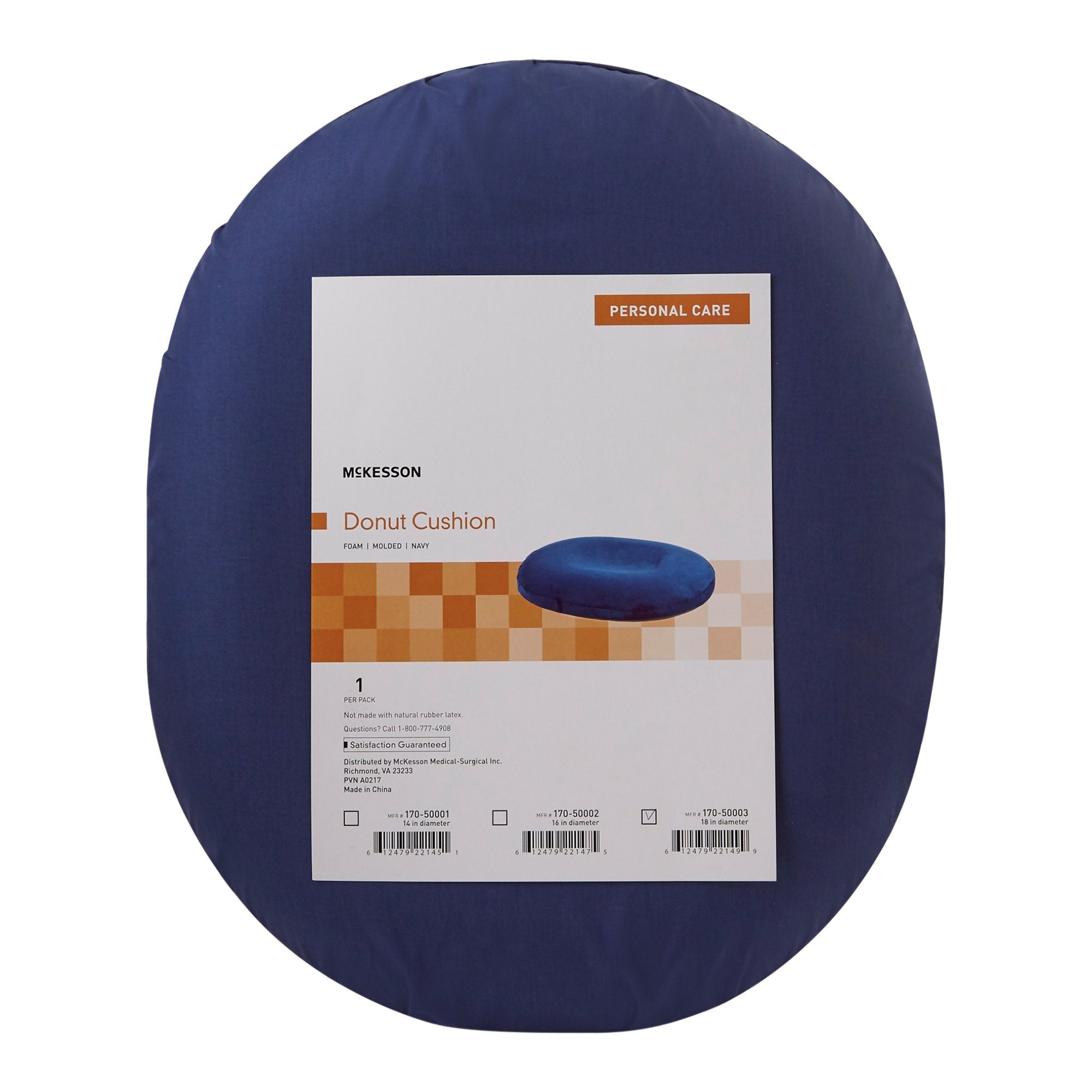 McKesson Donut Cushion, 18 Inch, Blue-Donut Seat Cushion McKesson 18 Inch Diameter Molded Foam