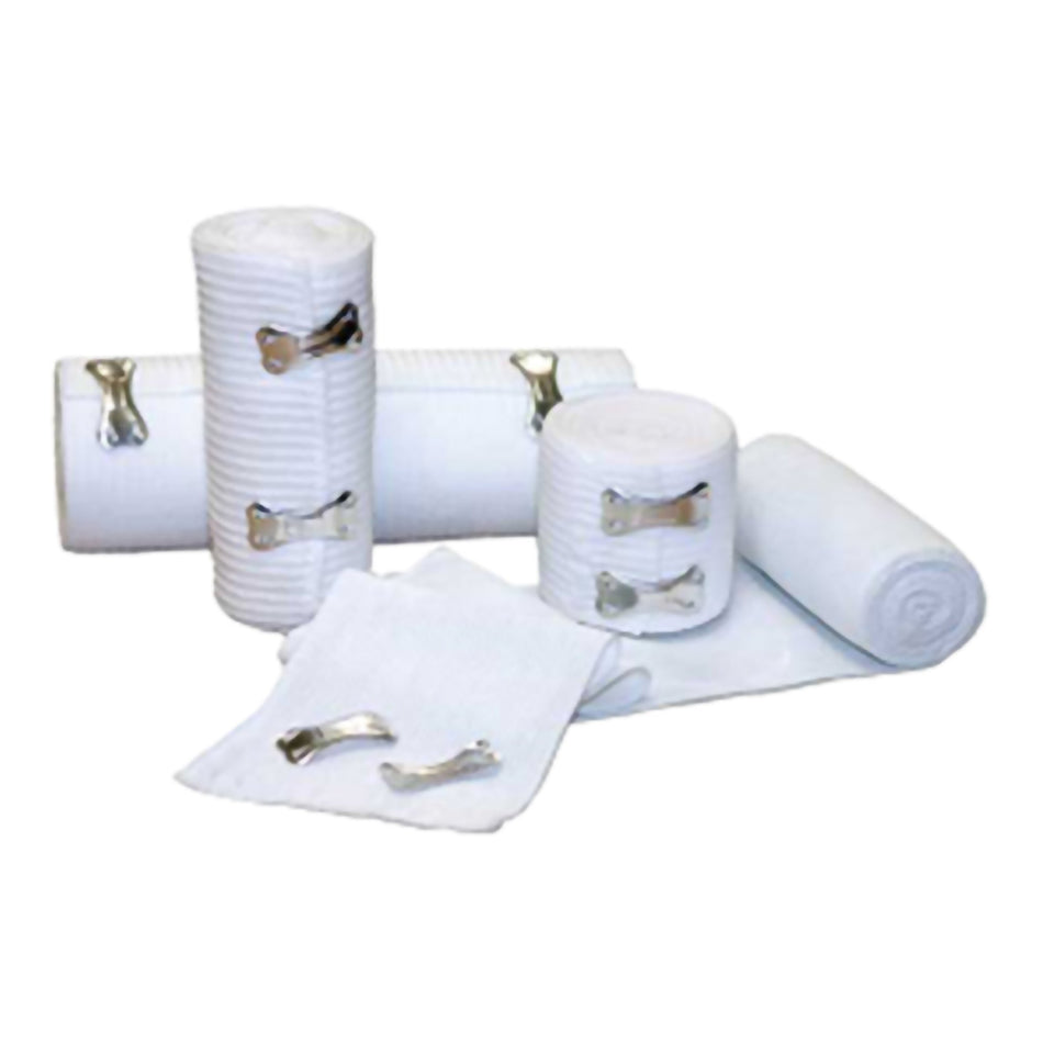 McKesson Elastic Bandage, 3 Inch x 5 Yard-Elastic Bandage Economy 3 Inch X 5 Yard Clip Detached Closure White NonSterile Standard Compression