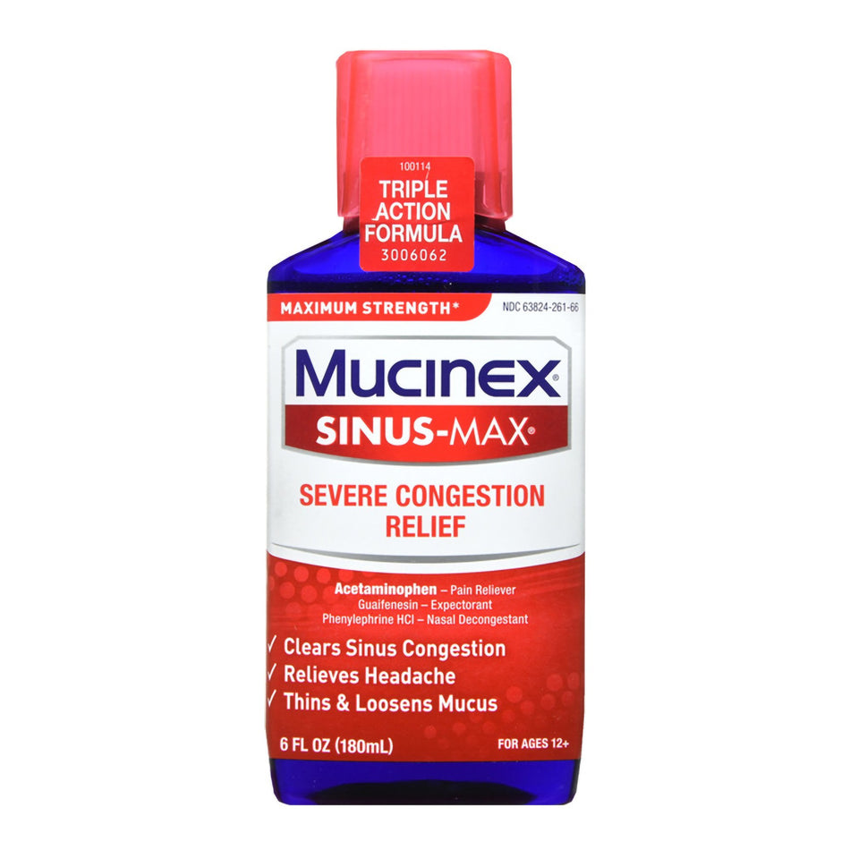 Mucinex Severe Sinus Acetaminophen / Guaifenesin / Phenylephrine Cold and Sinus Relief-Cold and Sinus Relief Mucinex Severe Sinus 650 mg - 400 mg - 10 mg / 20 mL Strength Liquid 6 oz.