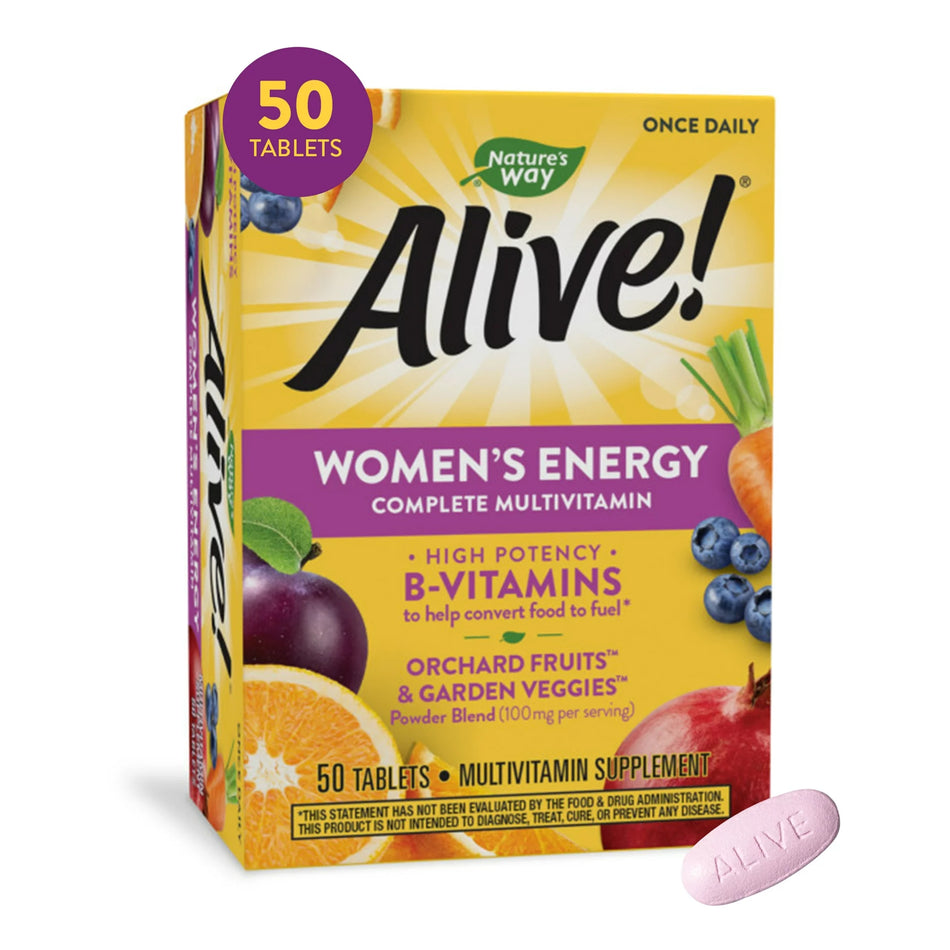Nature's Way Alive! Women's Energy Complete Multivitamin Tablets-Multivitamin Supplement Alive! Womens Energy Complete Vitamin A / Vitamin C 900 mcg / 90 mg Strength Tablet 50 per Box