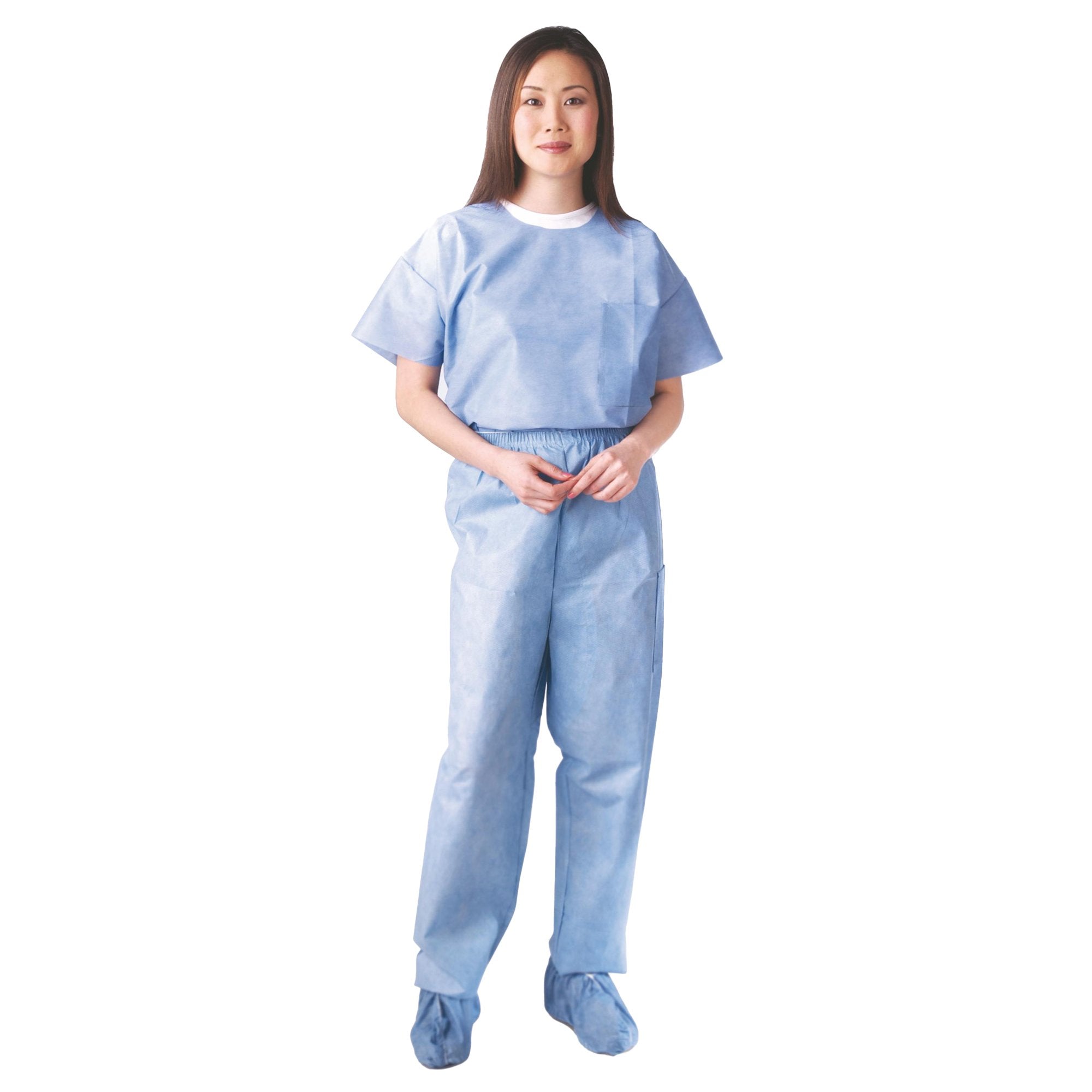 Scrub Shirt, Medium, Blue-Scrub Shirt HPK Medium Blue Short Sleeve Unisex