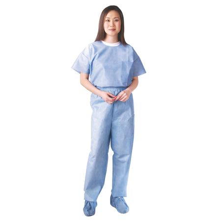 Scrub Shirt, Medium, Blue-Scrub Shirt HPK Medium Blue Short Sleeve Unisex