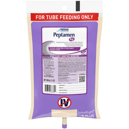 Peptamen AF Tube Feeding Formula, 1000 mL Ready to Hang Prefilled Container-Tube Feeding Formula Peptamen AF Unflavored Liquid 1000 mL Ready to Hang Prefilled Container