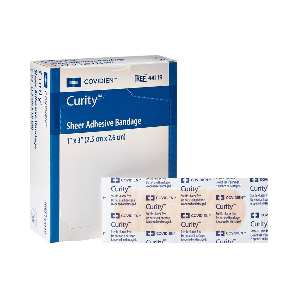 Curity� Sheer Adhesive Strip, 1 x 3 Inch-Adhesive Strip Curity� 1 X 3 Inch Plastic Rectangle Sheer Sterile