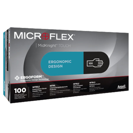 Microflex MidKnight Touch 93-735 Nitrile Exam Glove, Large, Black-Exam Glove MICROFLEX MidKnight Touch 93-732 Large NonSterile Nitrile Standard Cuff Length Textured Fingertips Black Not Rated