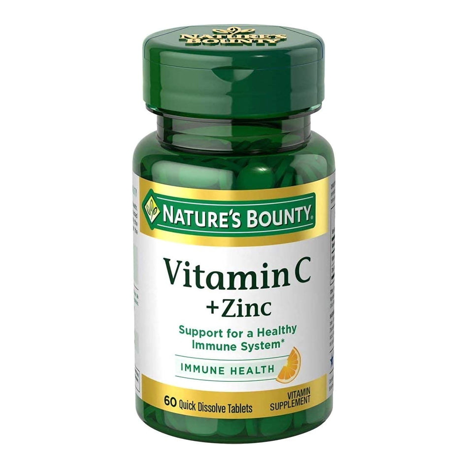 Nature's Bounty Quick Dissolve Vitamin C plus Zinc-Vitamin C Supplement + Zinc Nature's Bounty Tablet 60 per Bottle
